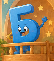 A cheerful blue number five character waving from the Numbers app icon.